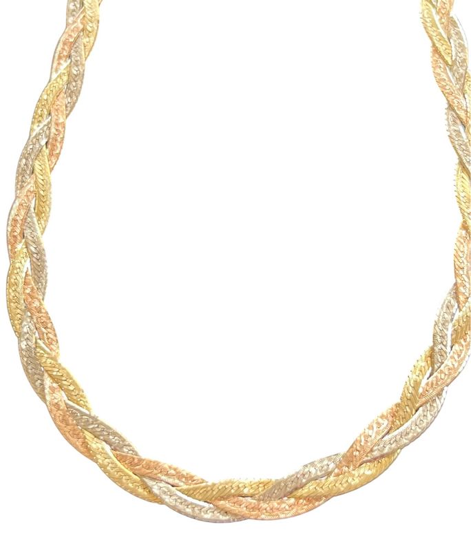 10” Tri-Tone Sterling Silver Twist Necklace