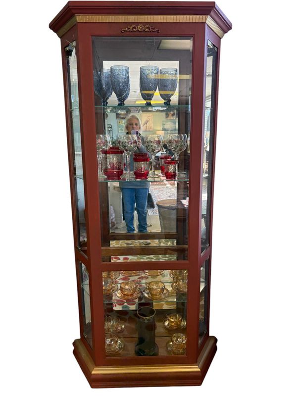 Curio Cabinet with Gold Accents
