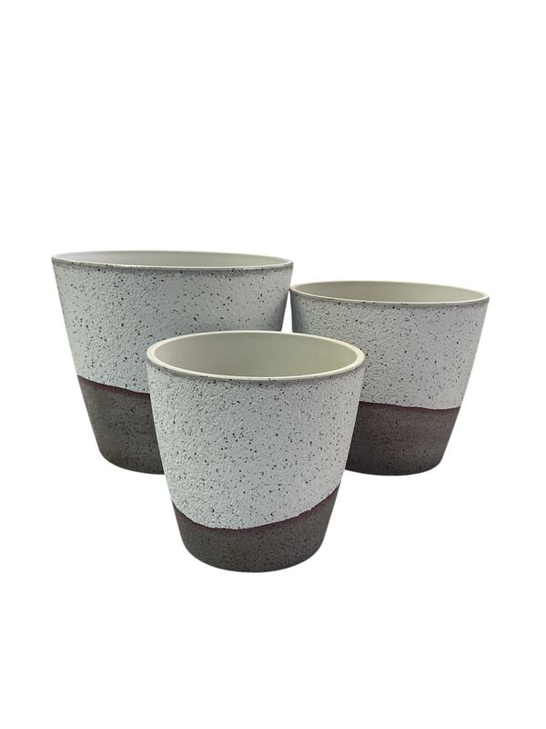 Set Of (3) Resin Green Stone like Planter Pots