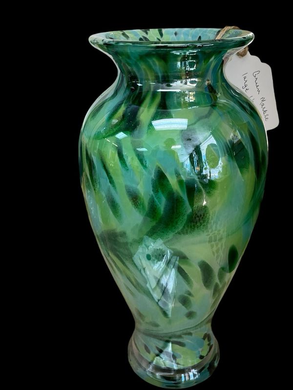 Hand blown Blue/green Tall Vase