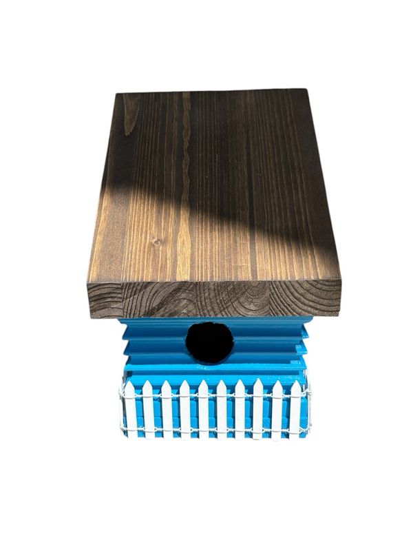 Blue Wooden Birdhouse