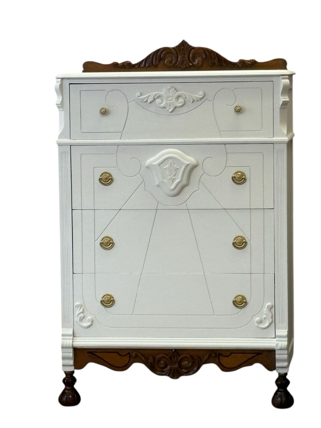 White Painted Stained Trim Vintage Chest