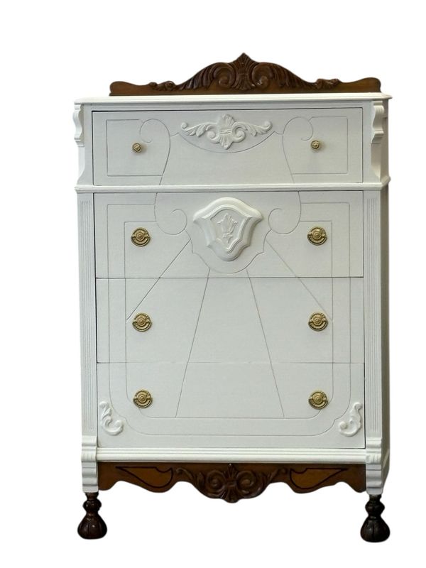 White Painted Stained Trim Vintage Chest