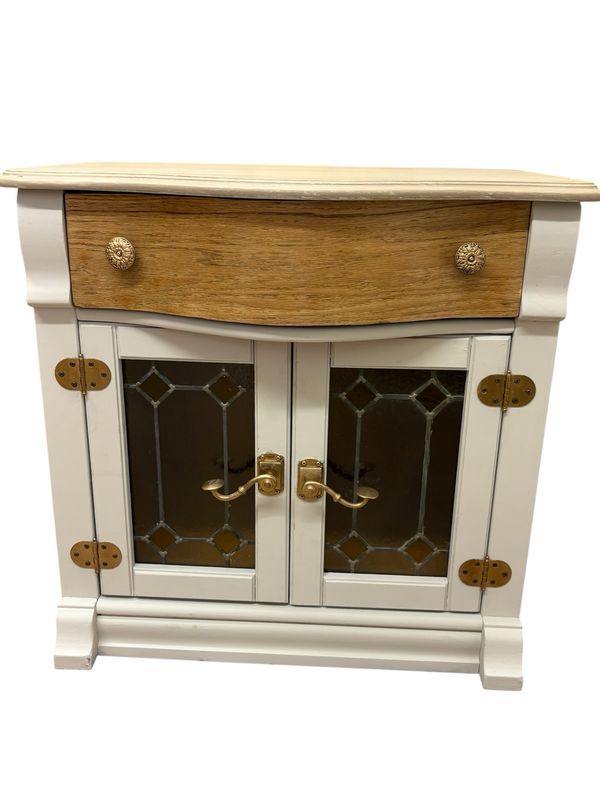 Cream Painted Side Table With Natural Drawer