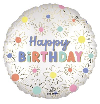 18" Daisies Happy Birthday Balloon