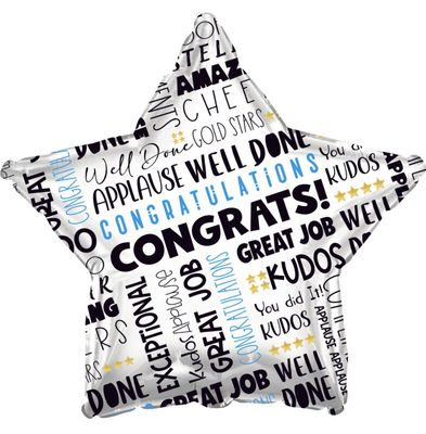 17" Congrats Black And Blue Balloon