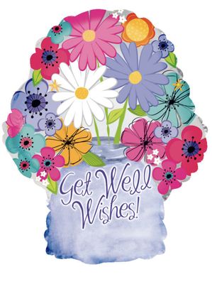 18" Floral Get Well Jar Balloon