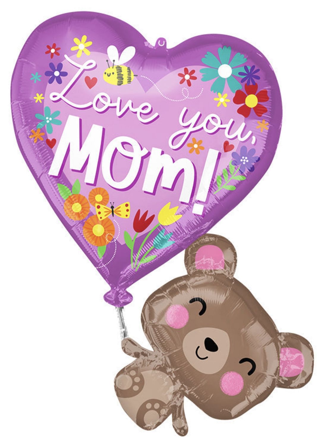 31" SuperShape Love you Mom Bear Balloon