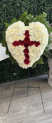 Funeral Heart &amp; Cross Wreath