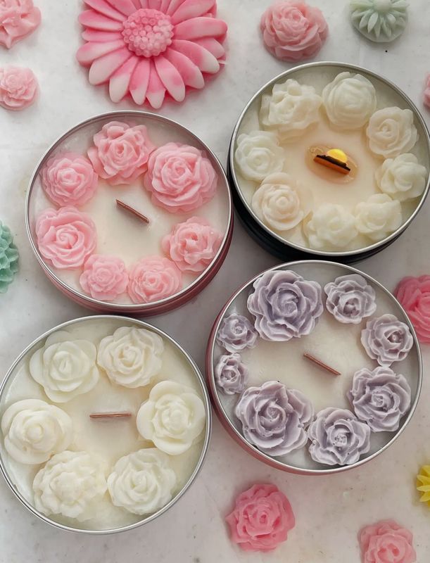2oz. Mini Floral Candles (Wood Wick, Floral Scent)