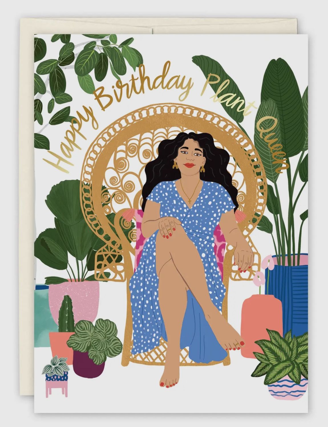 Plant Queen Birthday Card (Gold Foil Stamped)