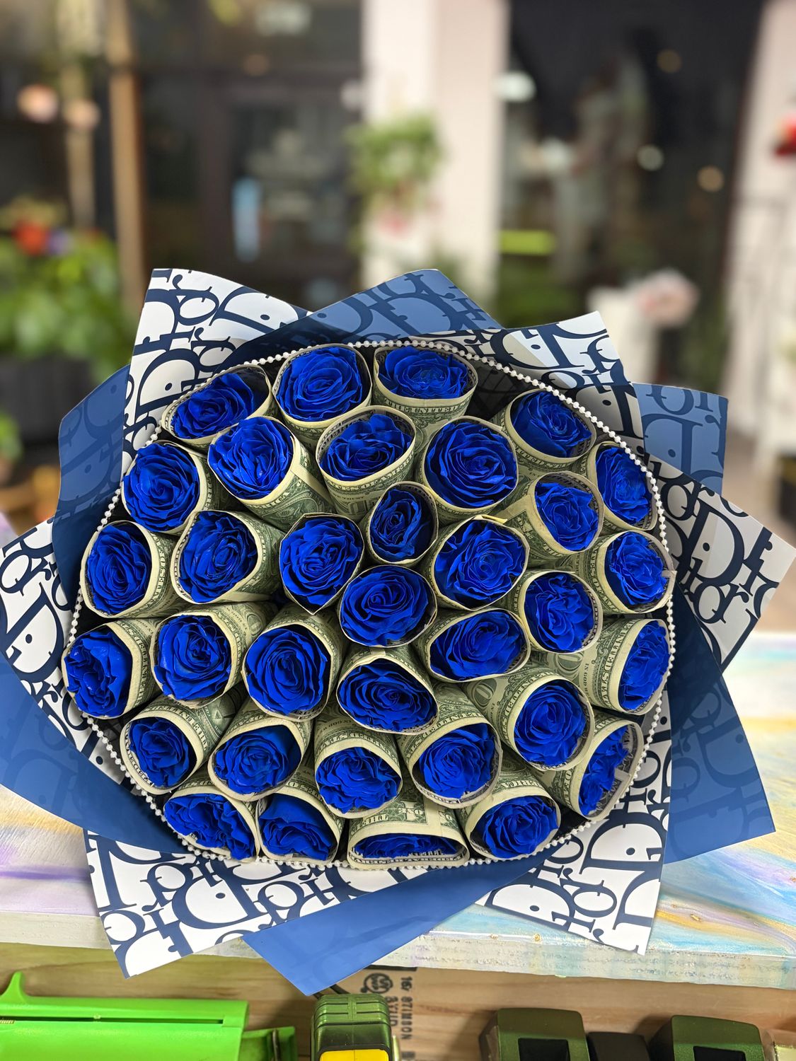 Blue Dream Money Rose Bouquet