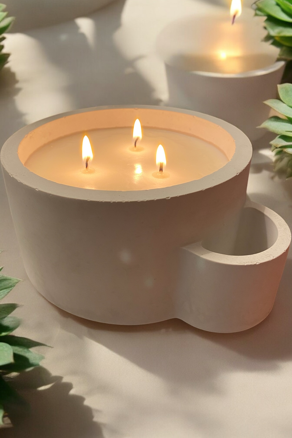 3 Wick Hand Poured Natural Candles  - 14 oz