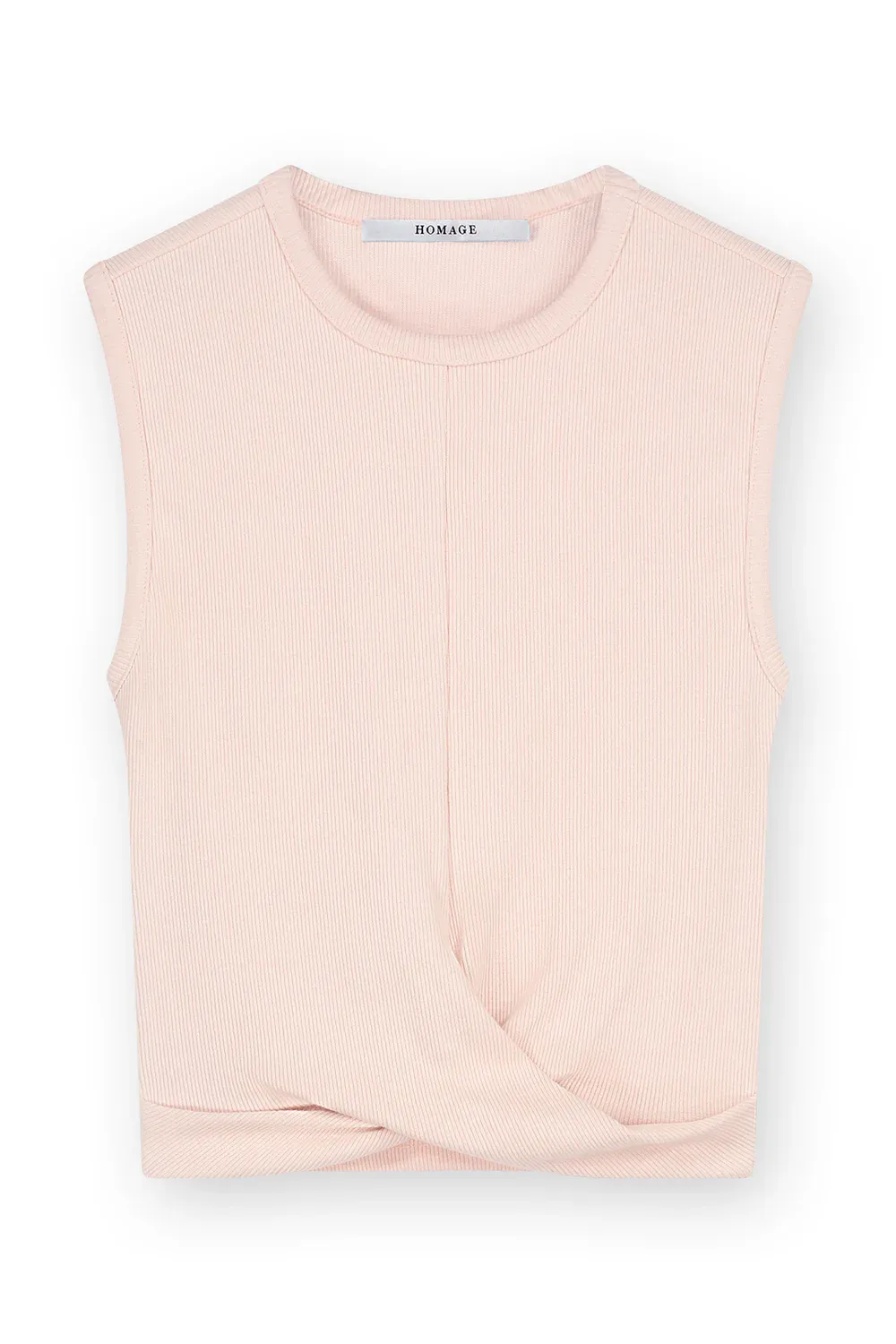 Rib cropped top with knot light pint Homage