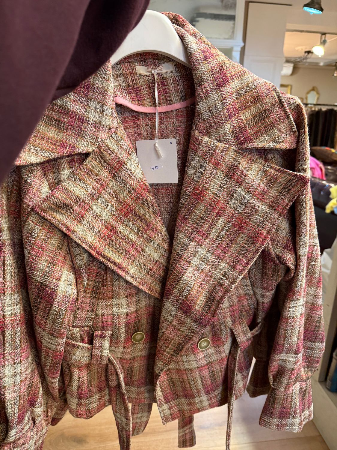 Korte jas geruit trenchcoats boe bou