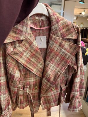 Korte jas geruit trenchcoats boe bou