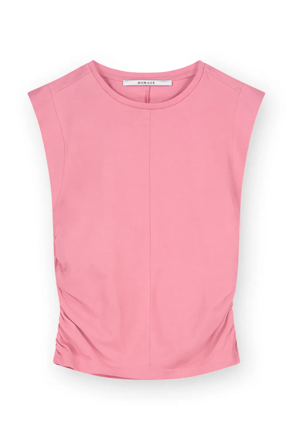 SLEEVELESS top with gathering wasjes pink