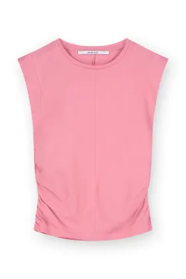 SLEEVELESS top with gathering wasjes pink