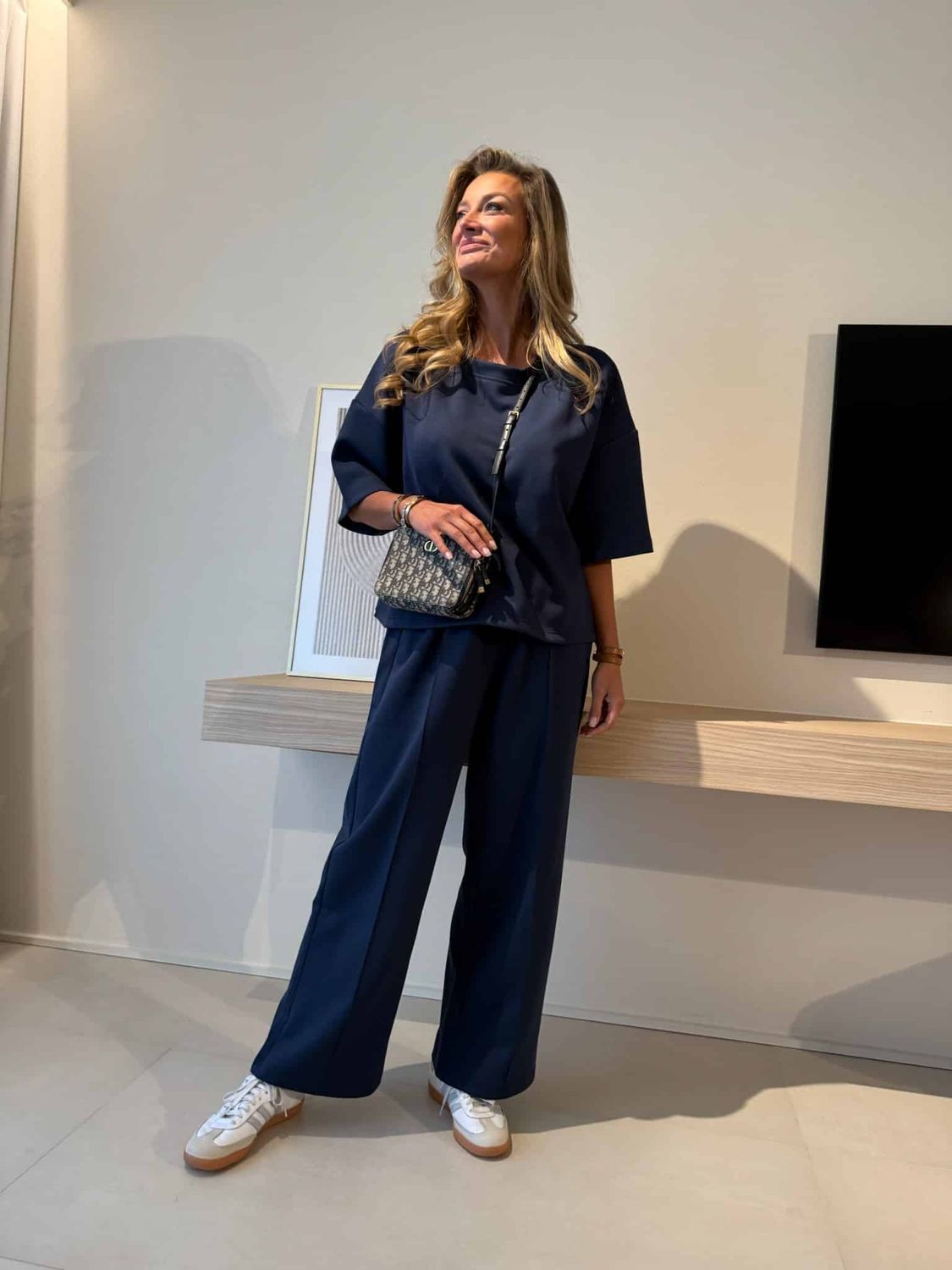 Luxe broek mei-li donkerblauw en lichtblauw
