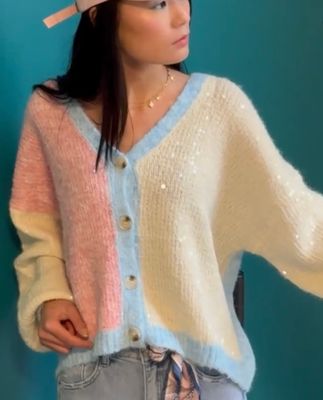Cardigan gekleurd en met pailletten JWBM