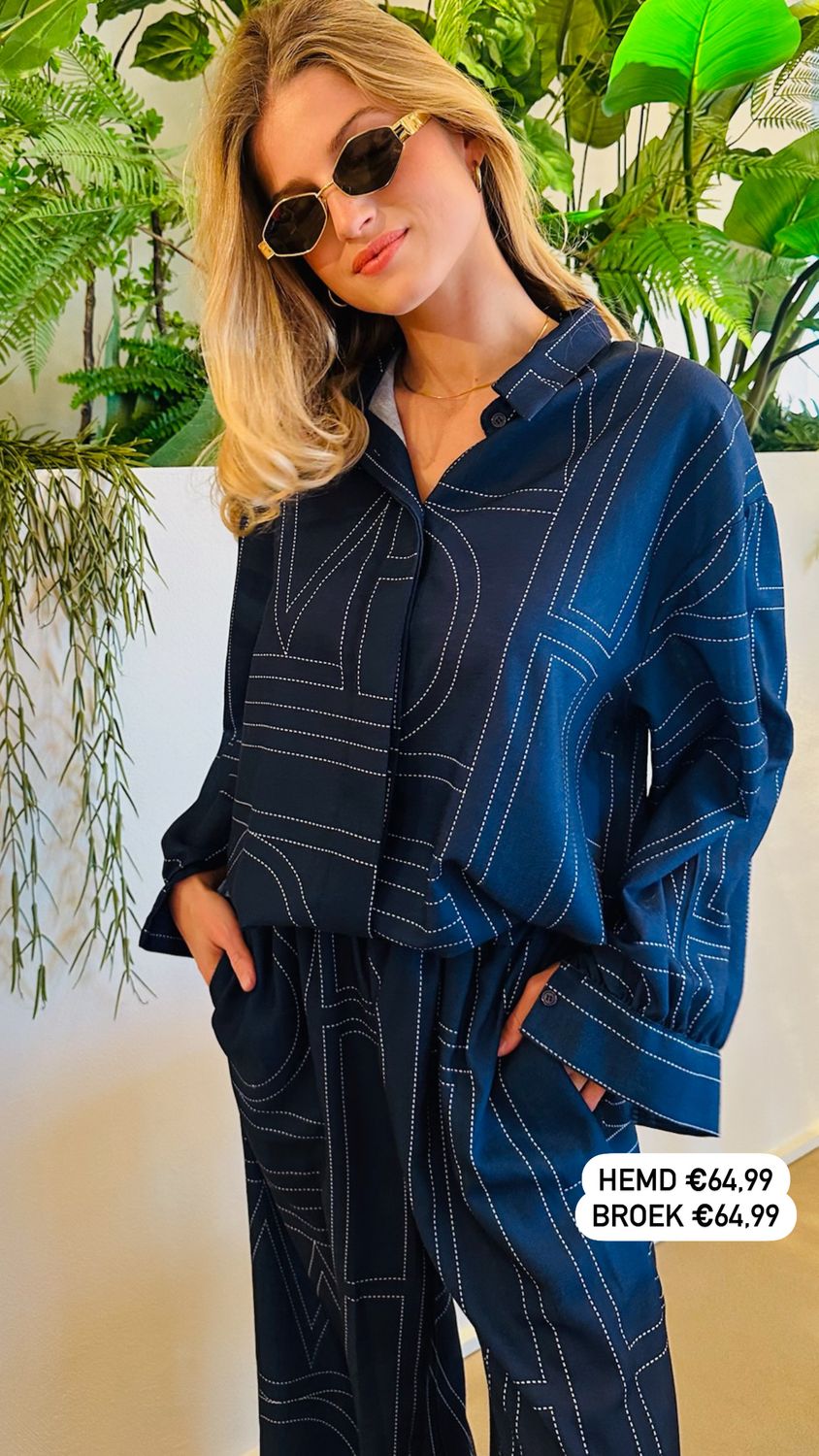 HEMD MET LIJNEN DONKERBLAUW MEI-LI