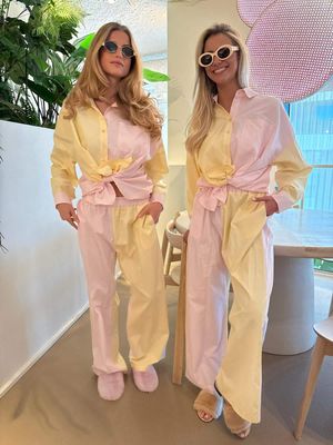 BROEK GESTREEPT ROZE EN GEEL MEI-LI