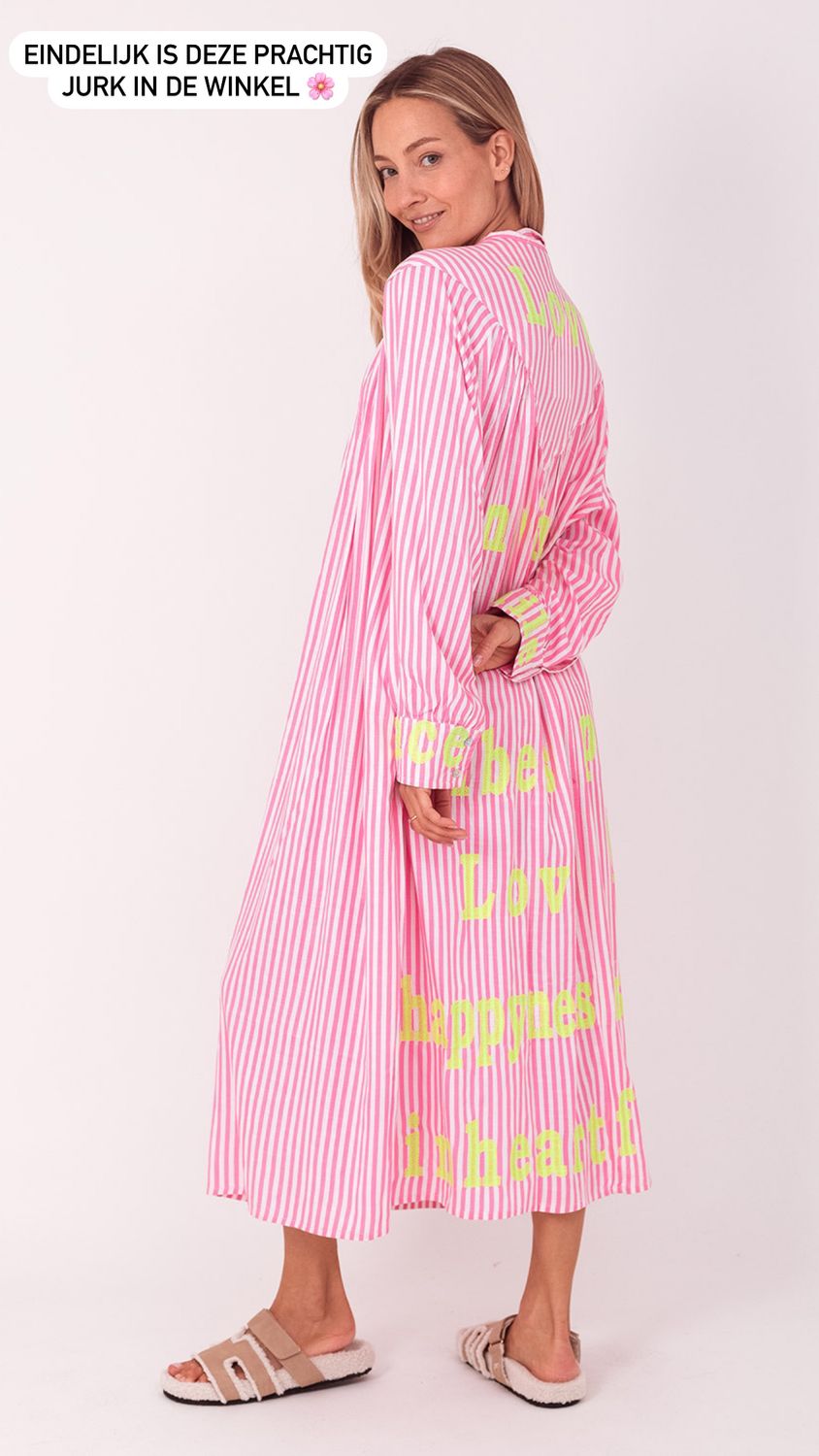 Jurk roze met letters