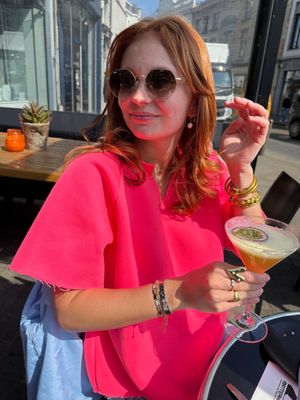 Fluo roze sweater met korte mouw mei-li