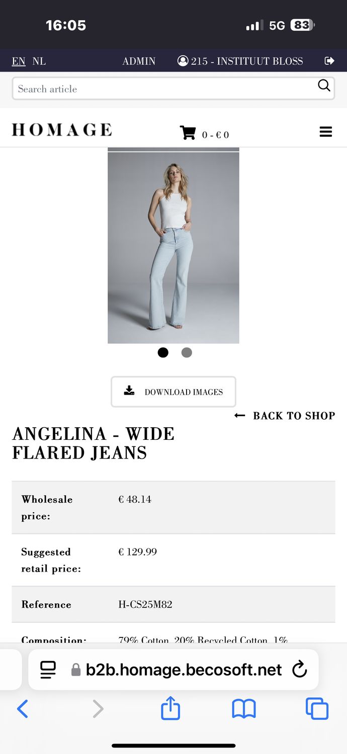 Agelina wide flarde jeans Homage