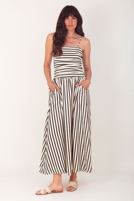 Jurk gestreept ecru beige
