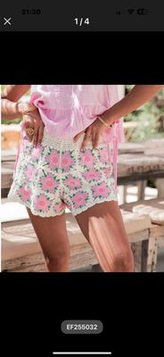Short gehaakt wit roze