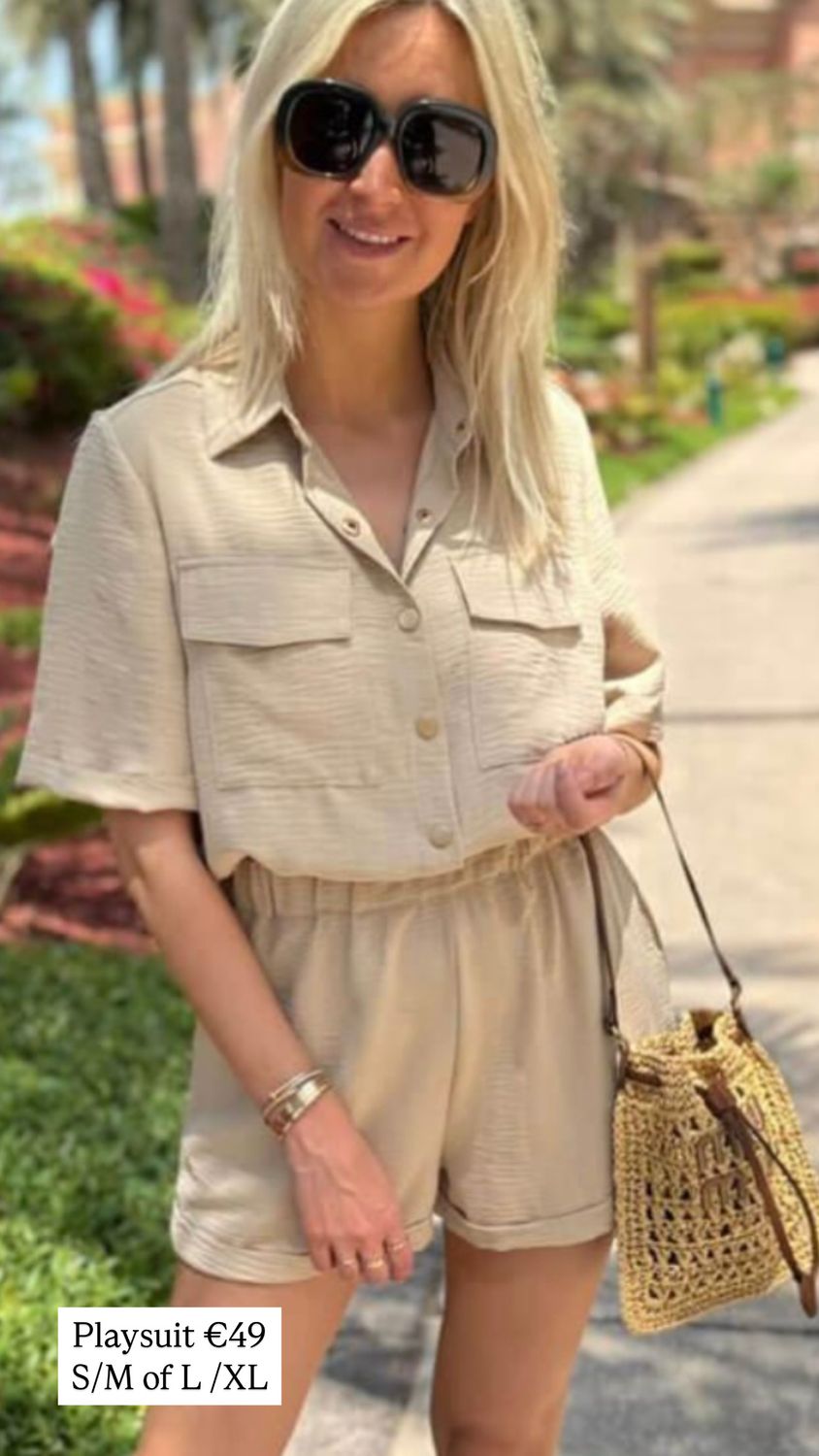 playsuit beige azzurro