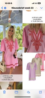 Kort kleed azzurro roze rood