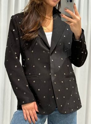 Zwarte blazer met studs Savoir