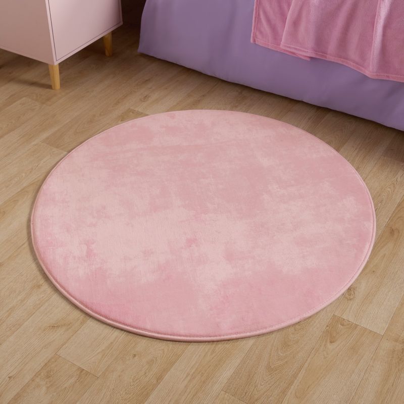 Round Plush Pink Rug