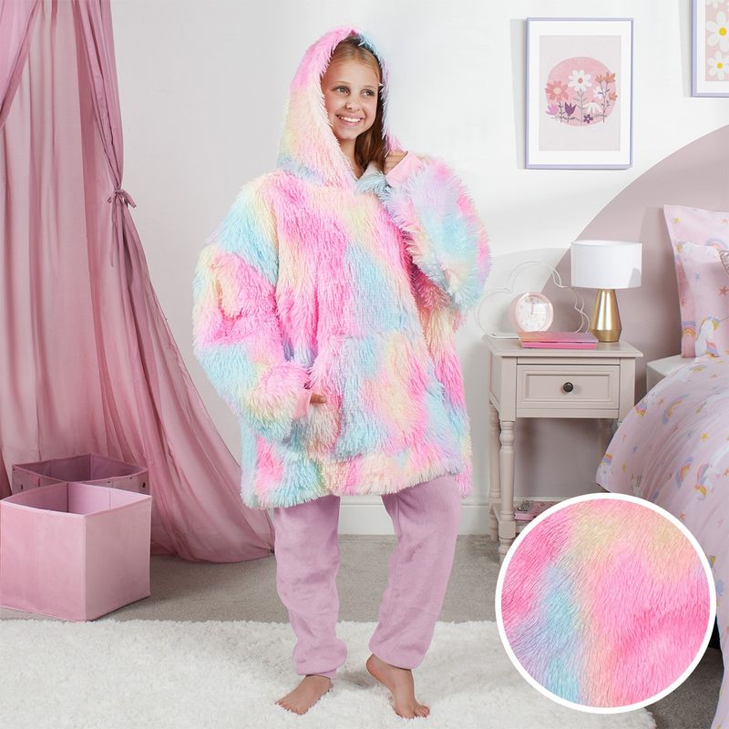 Rainbow Fluffy Blanket Hoodie