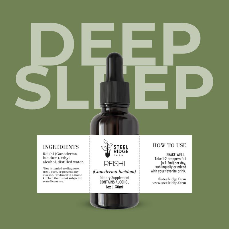 Reishi Extract tincture — dual-extracted whole fruiting body, Steel Ridge Farm, Idalia, CO