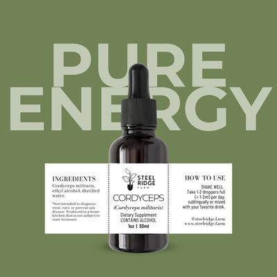 Cordyceps Extract tincture — dual-extracted whole fruiting body, Steel Ridge Farm, Idalia, CO