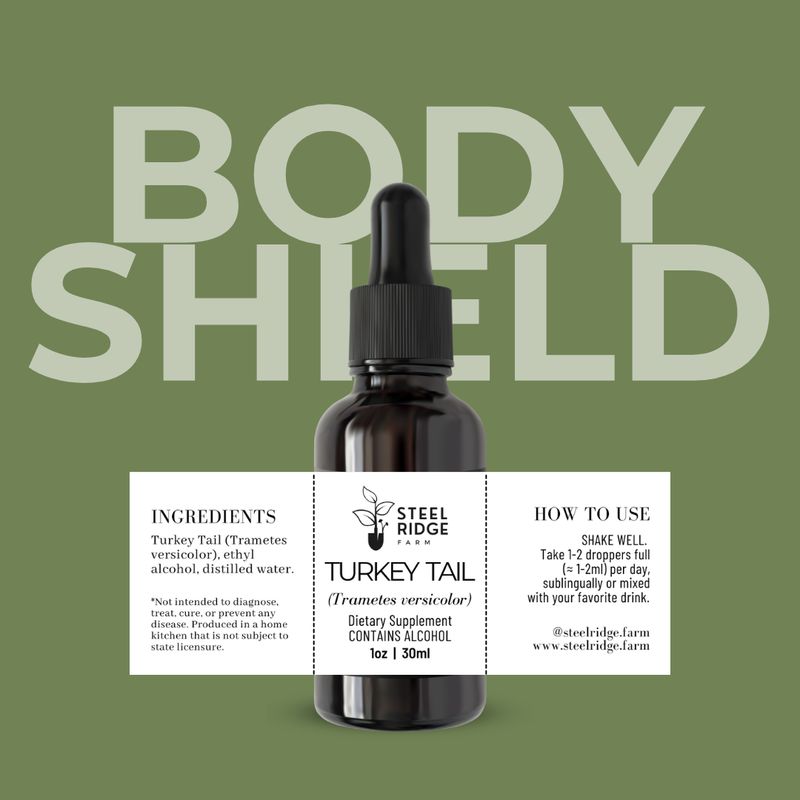 Turkey Tail Extract tincture — dual-extracted whole fruiting body, Steel Ridge Farm, Idalia, CO