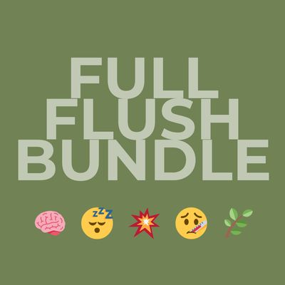 Full Flush Bundle graphic — all five functional mushroom extracts, Steel Ridge Farm