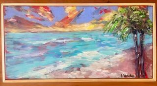 Ocean Sunset with Two Palms