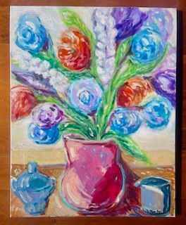 Pink Vase with Sugar Bowl