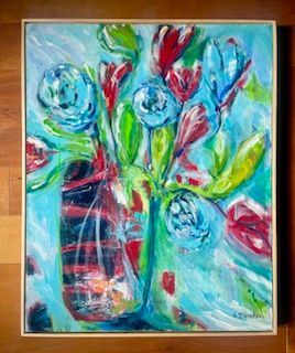 Plaid Vase with Flowers