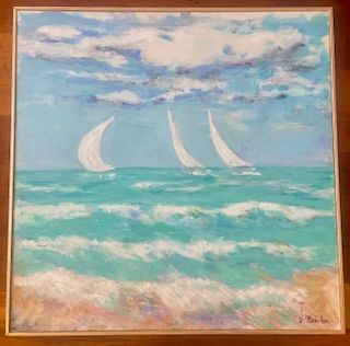 Three Sailboats on Ocean 1
