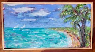 Two Sailboats with Three Palms