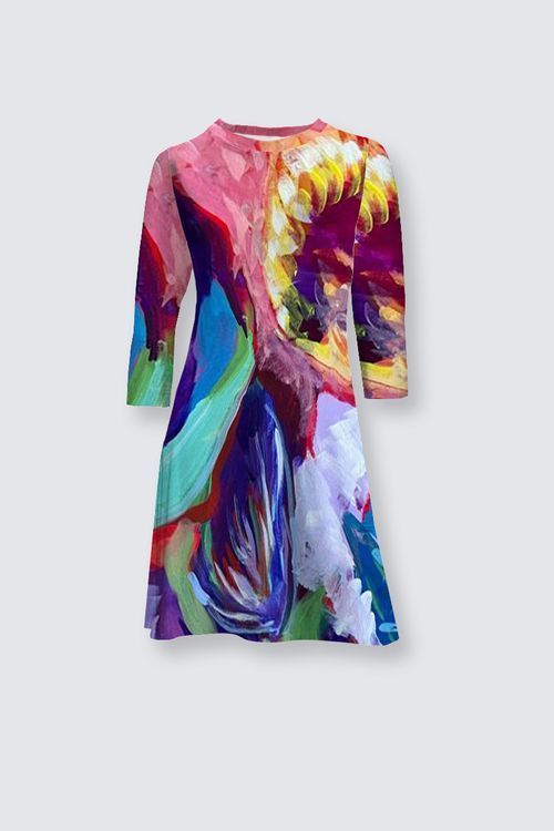 Abstract floral Laura Flare Dress