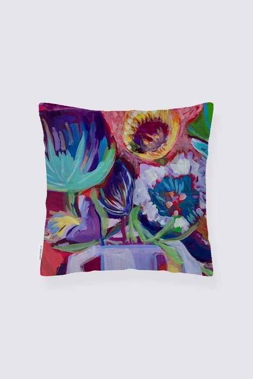 Abstract floral Suede Cushion Cover