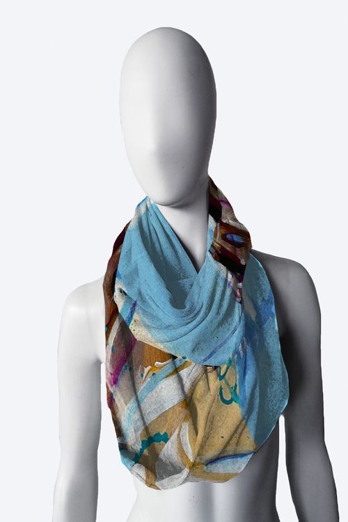 Baby blue abstract Nora Infinity Scarf