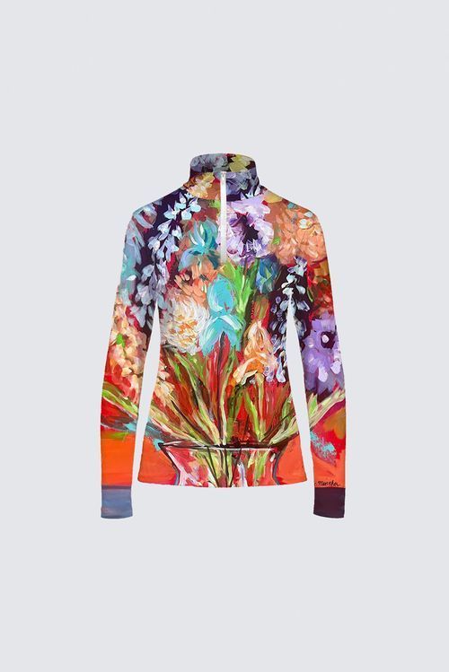 Long flowers with red background Jamie Top