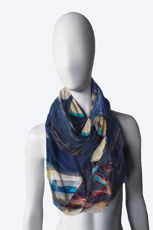 Navy Abstract Jersey Nora Infinity Scarf